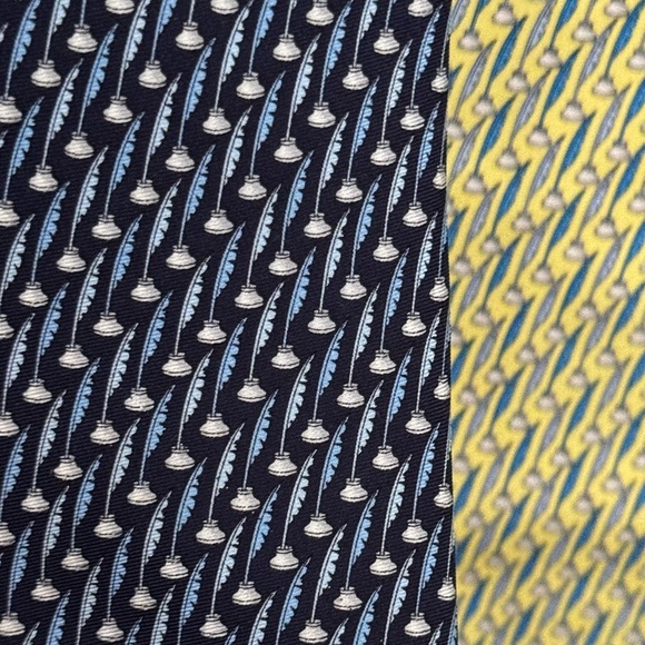 Silk Blue and Yellow Patterned Ties for Business - Picture 2 of 11